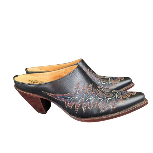 Lucchese Charlie 1 Horse Mayela Slide Western Mules Embroidered Cowgirl Sz 6.5B - Picture 1 of 8